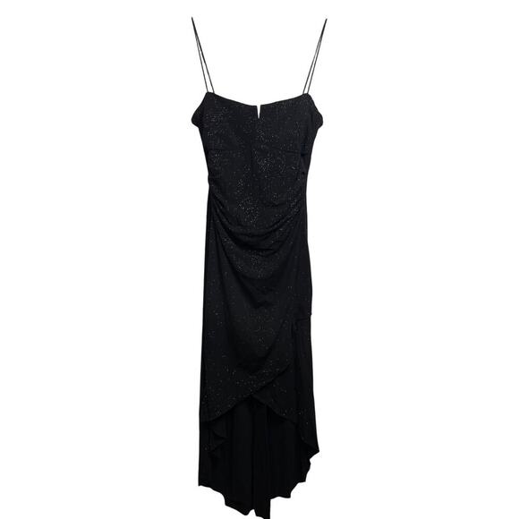 Vintage Y2K City Triangles Black Sparkly High Low Midi Dress Women's Size Medium - Picture 1 of 5